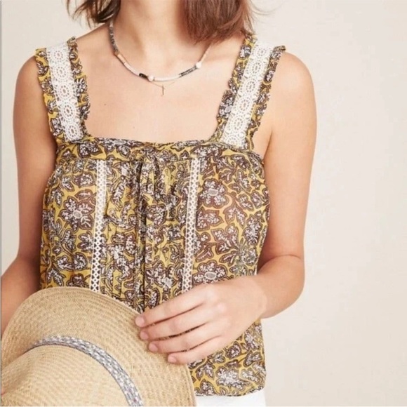 🌻NEW w/tags Anthropologie Bardot Crochet Tank Blouse US Size 8 - Picture 2 of 14